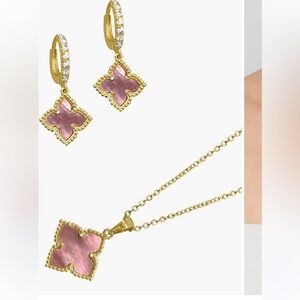 Gold and Pink Mother Of Pearl Clover Necklace by Adornia - 14K Gold Plate